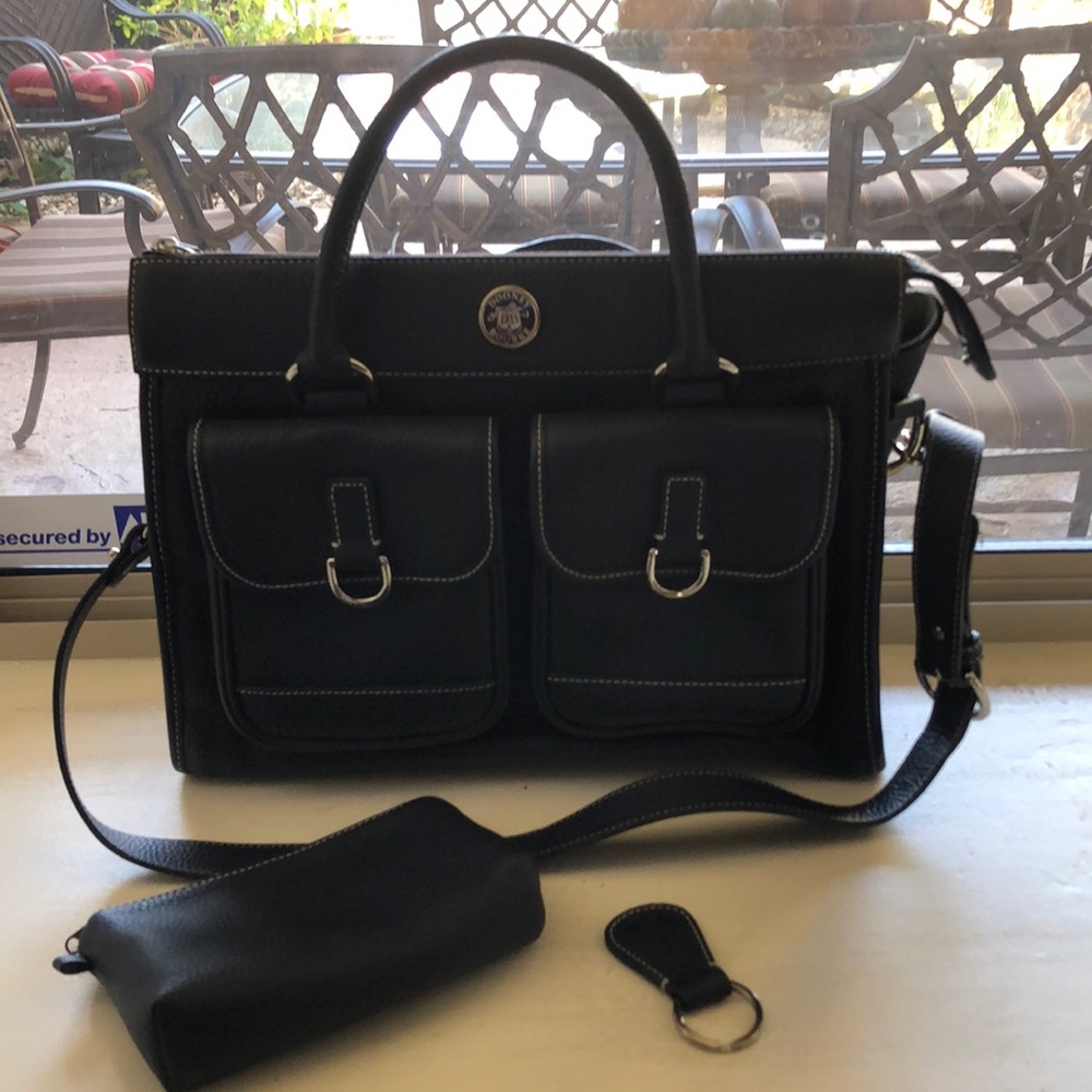 Dooney and Burke Leather Navy Double Pocket Bag